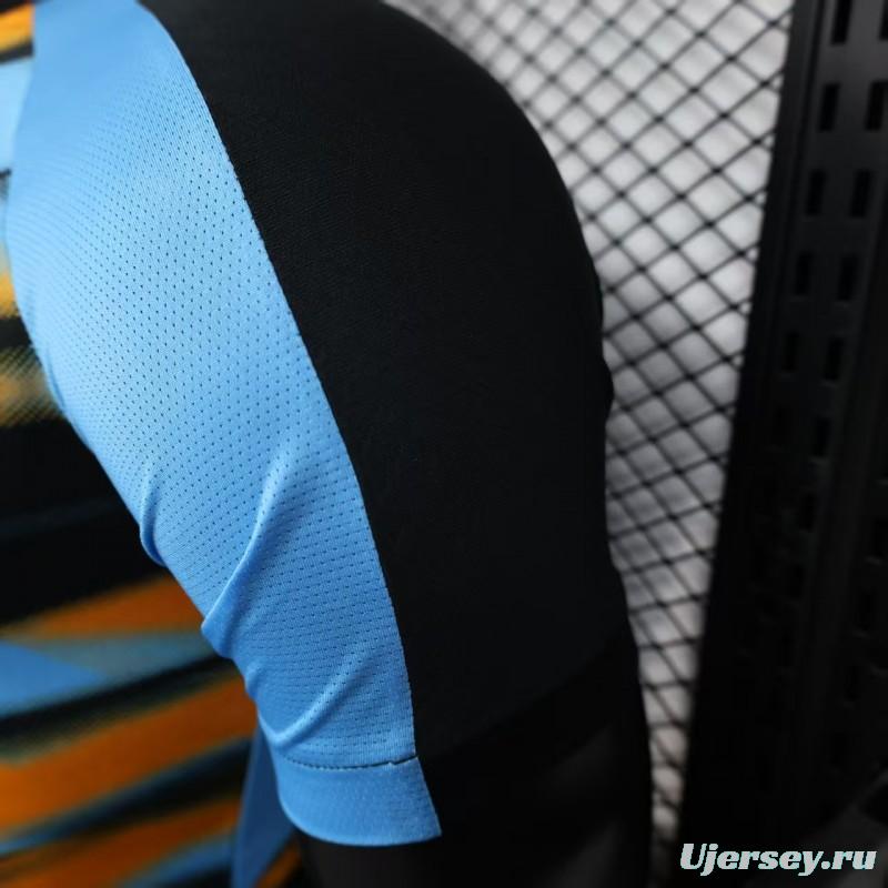 Player Version 25/26 Olympique de Marseille Blue with Orange Gradient Stripe Jersey