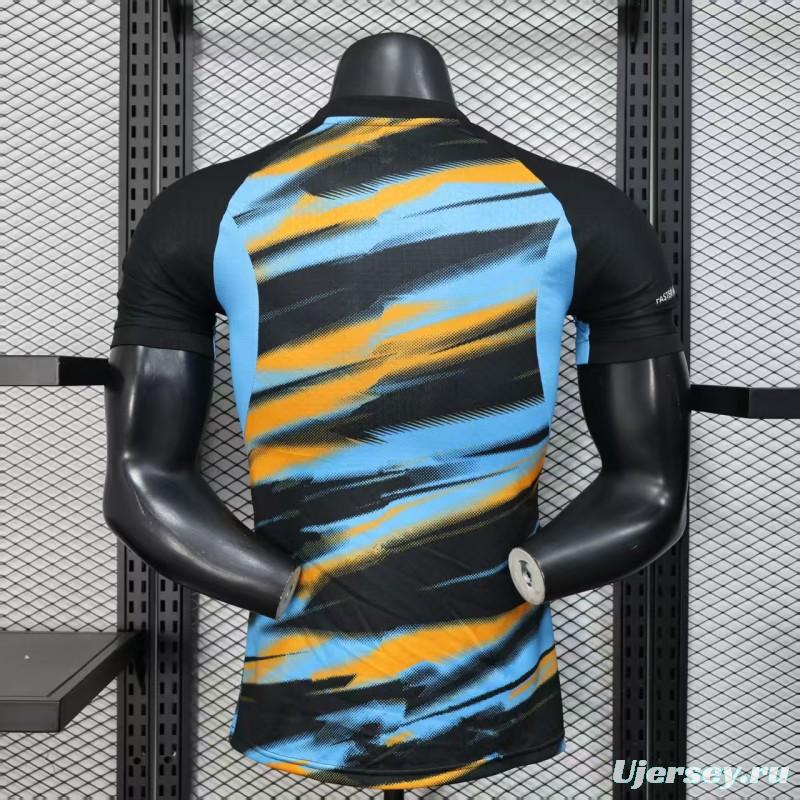 Player Version 25/26 Olympique de Marseille Blue with Orange Gradient Stripe Jersey