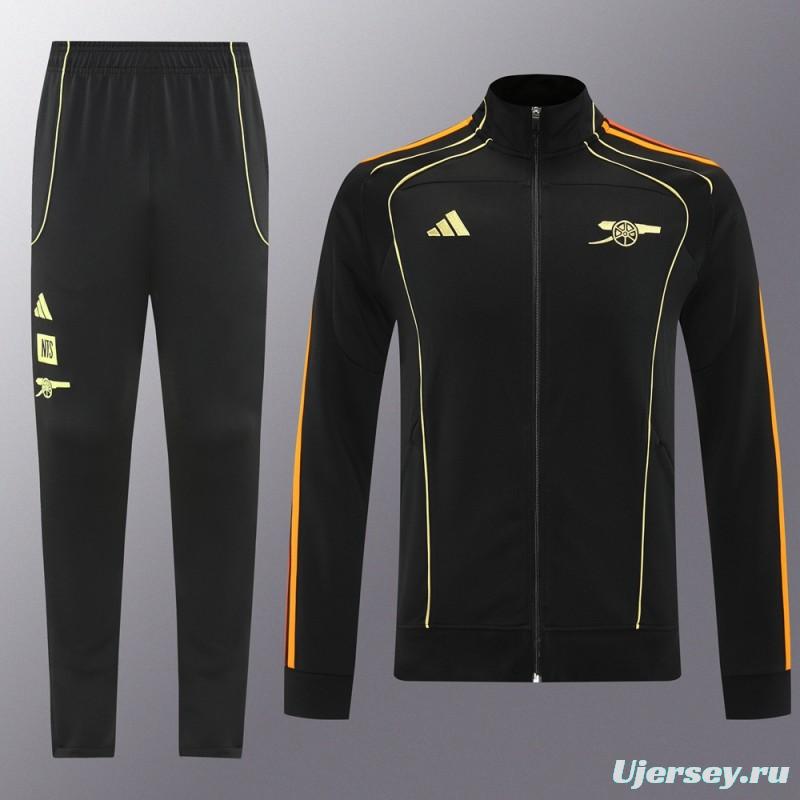 25/26 Arsenal Black Full Zipper Jacket + Long Pants