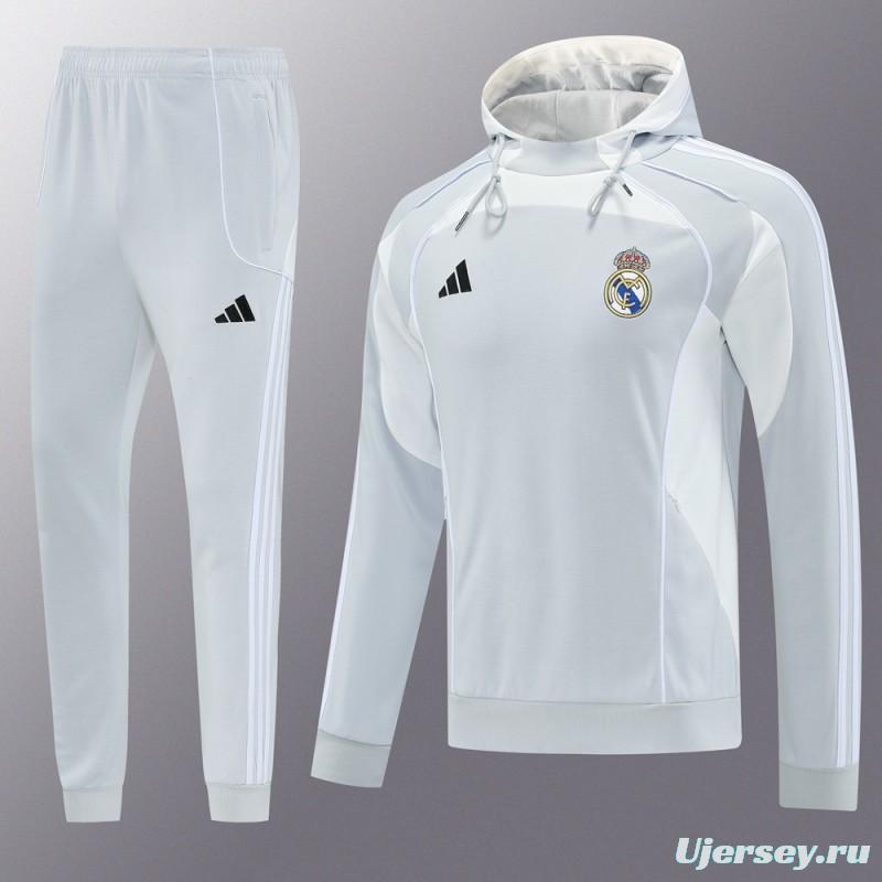 25/26 Real Madrid Hoodie Full Zipper Jacket + Long Pants