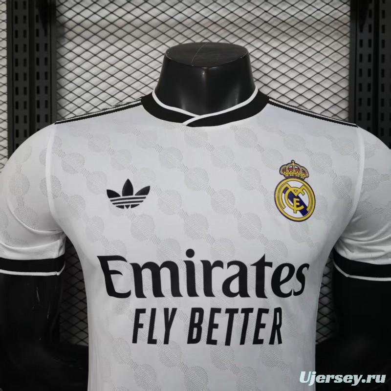 Player Version 25/26 Real Madrid White with Geometric Pattern Jersey