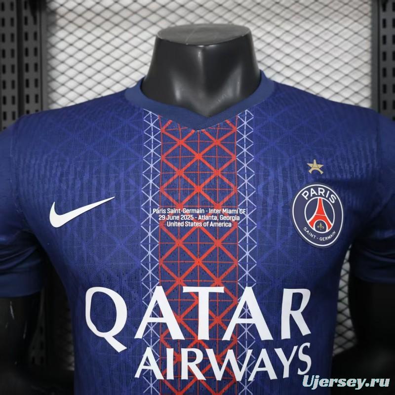 1 Star Player Version 25/26 PSG Home Jersey With Match Date Printing