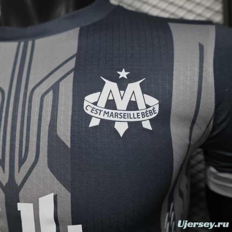 Player Version 25/26 Olympique de Marseille Grey with Geometric Stripes Jersey