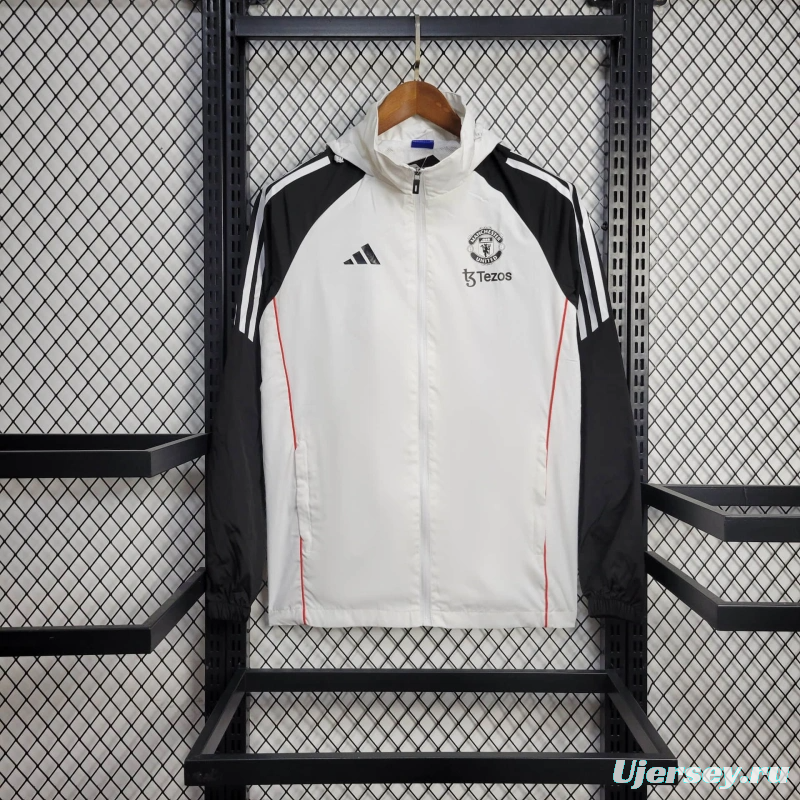 25/26 Manchester United Jacket White Windbreaker