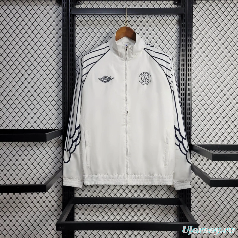 25/26 PSG Air Jordan Jacket White Windbreaker