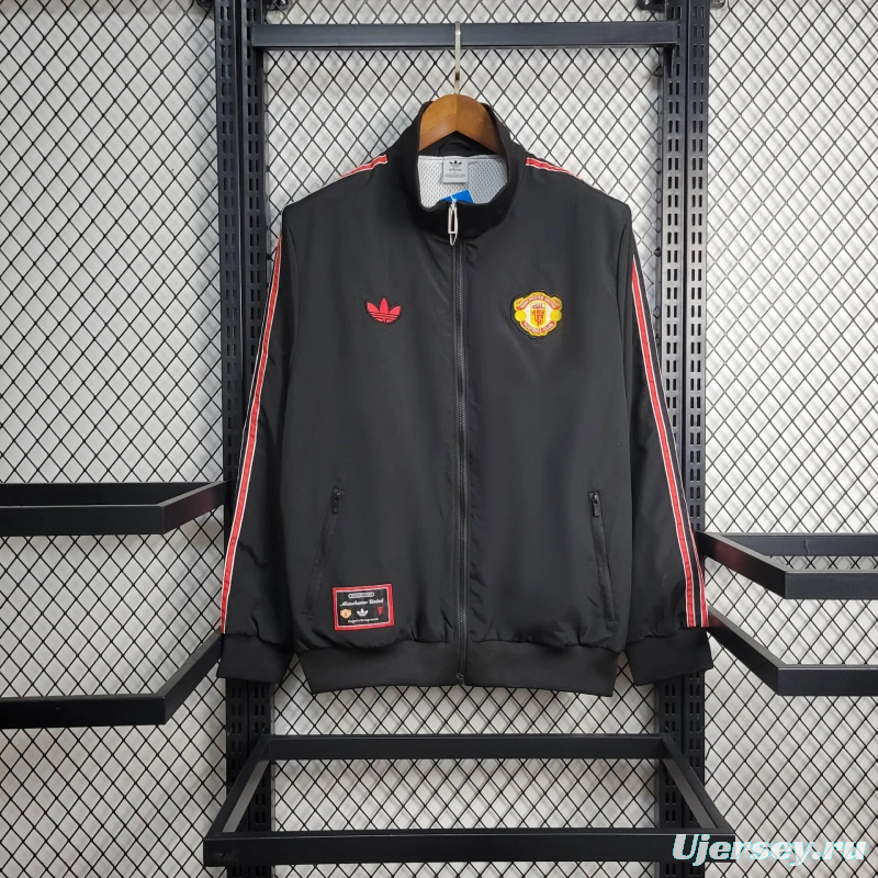 25/26 Manchester United Jacket Black Windbreaker
