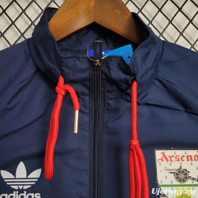 25/26 Arsenal Jacket Navy/Red Windbreaker
