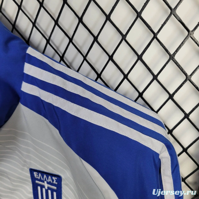 2025 Greece Jacket White/Blue Windbreaker