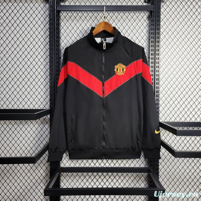 25/26 Manchester United Jacket Black/Red Windbreaker