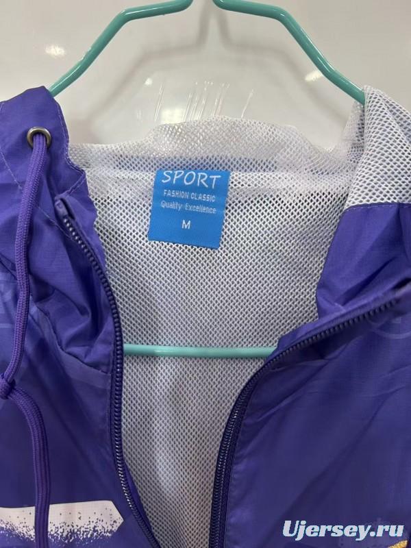 25/26 Real Madrid Purple with White Spray Pattern Windbreaker