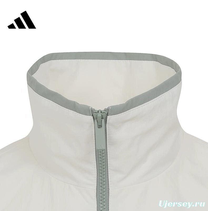 2025 Adidas Cream Colored Nylon Taslon Full Zipper Windbreaker