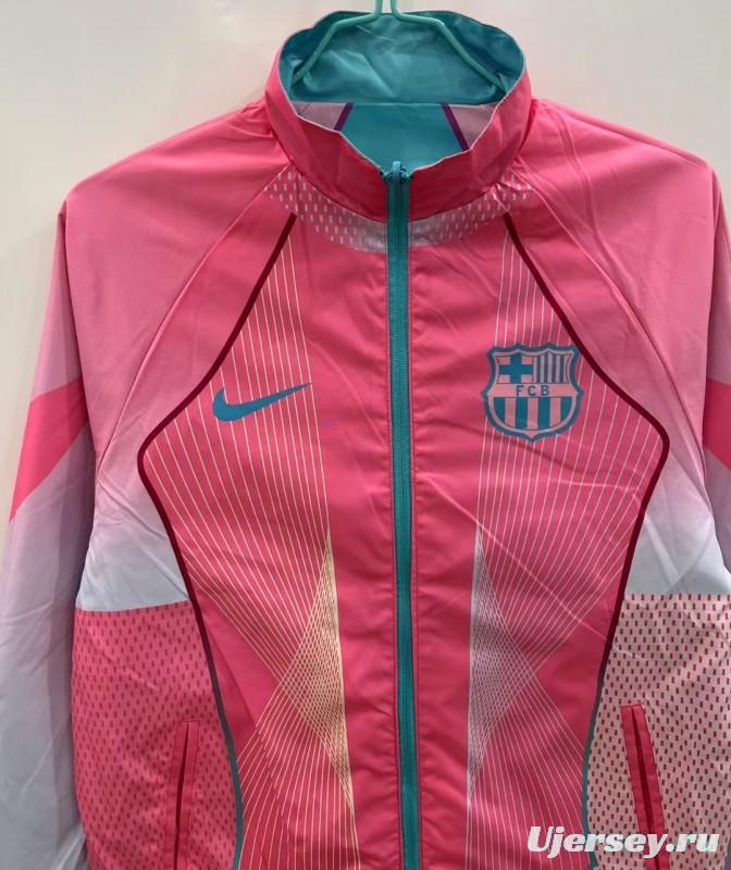 25/26 FC Barcelona Teal & Pink Training Windbreaker with Geometric Pattern