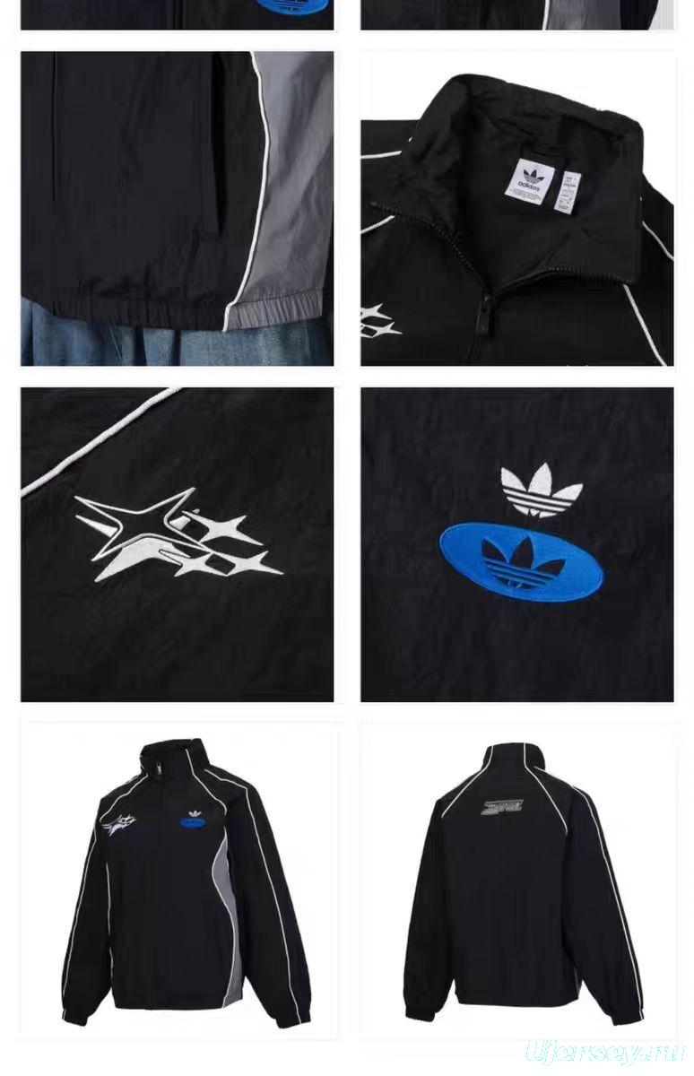 2025 Adidas originals Grey Full Zipper Windbreaker