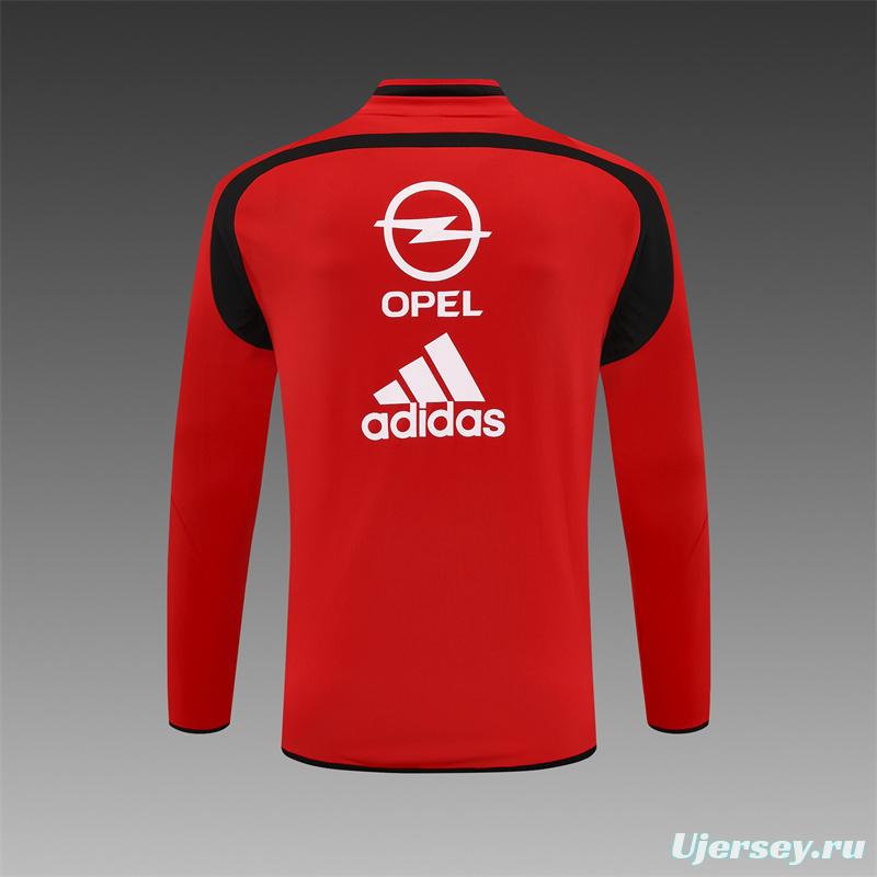 Retro 04/05 AC Milan Red Half Zipper Jacket+Long Pants