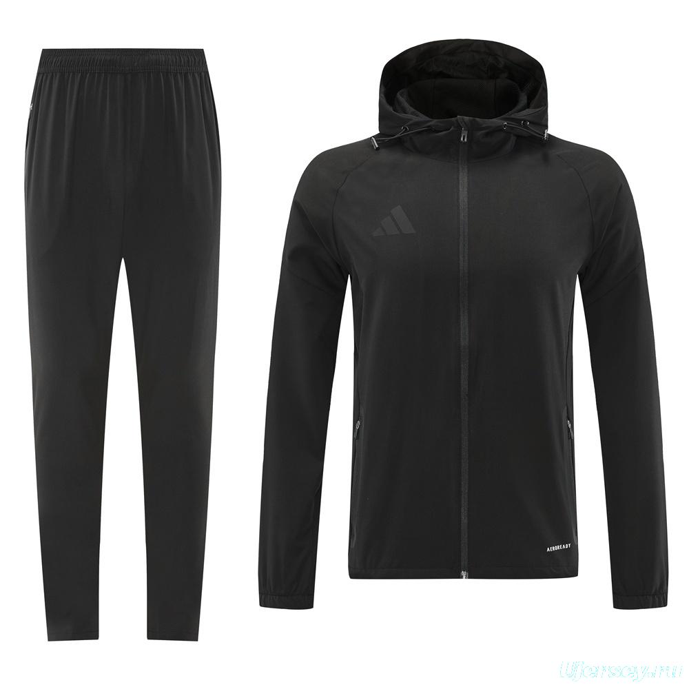 25/26 Adidas Black Hoodie Full Zipper Jacket + Long Pants