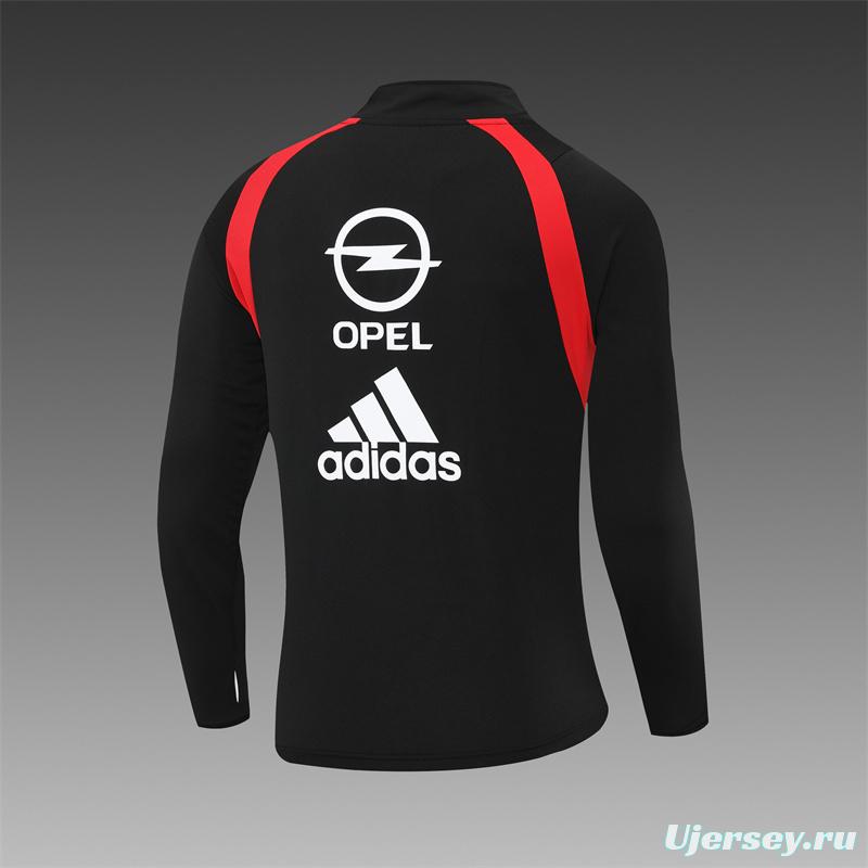 Retro 03/04 AC Milan Black Half Zipper Jacket+Long Pants