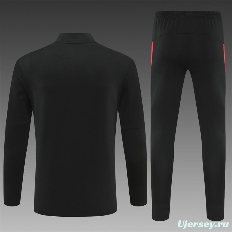 25/26 Portugal Black Half Zipper Jacket+Long Pants