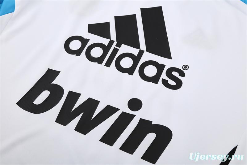 Retro 12/13 Real Madrid White/Blue Half Zipper Jacket+Long Pants