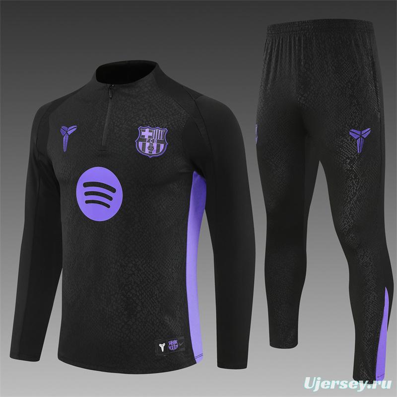 25/26 Barcelona Black Joint Edition Half Zipper Jacket+Long Pants