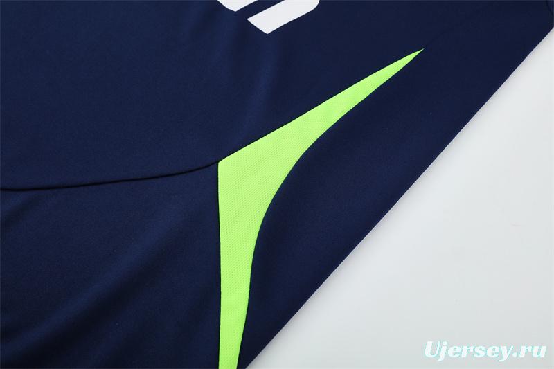 Retro 12/13 Real Madrid Royal Blue Half Zipper Jacket+Long Pants