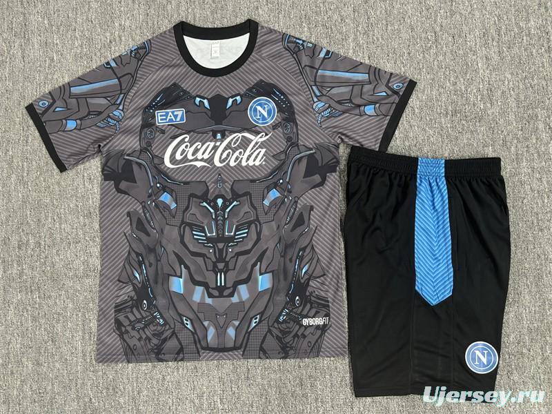 25/26 Kids Napoli Black Grey Camouflage Short Sleeve+Soccer Shorts