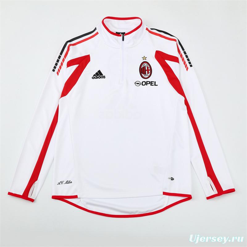 Retro 05/06 AC Milan White Half Zipper Jacket+Long Pants
