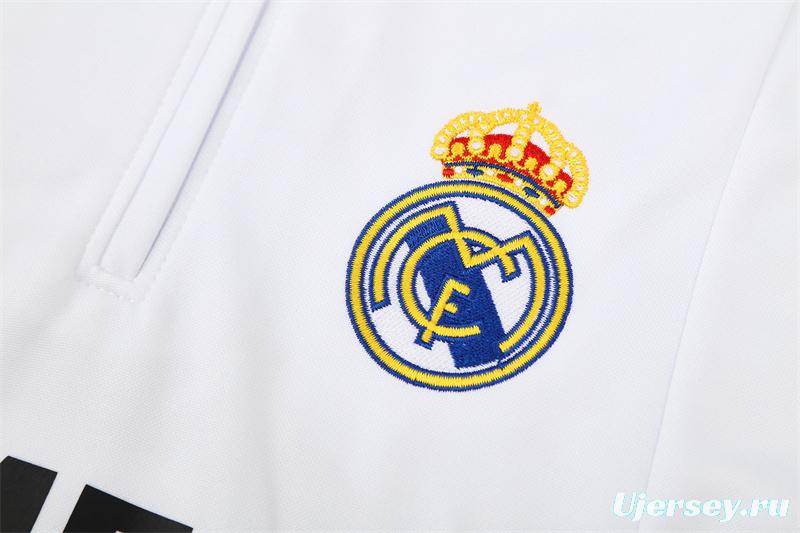 Retro 04/05 Real Madrid White Half Zipper Jacket+Long Pants