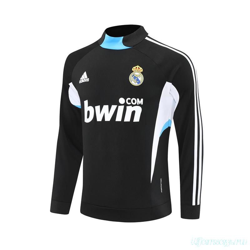 Retro 08/09 Real Madrid Black Half Zipper Jacket+Long Pants