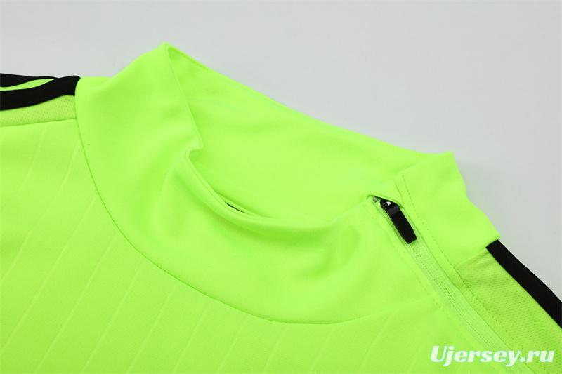 Retro 15/16 Real Madrid Fluorescent Green Half Zipper Jacket