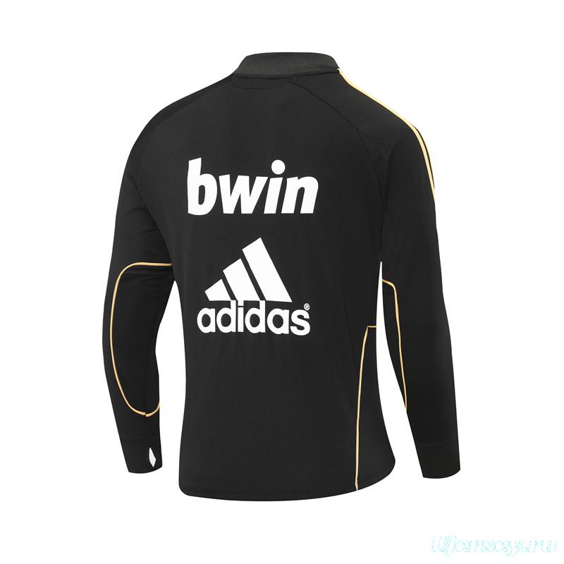 Retro 11/12 Real Madrid Black Half Zipper Jacket+Long Pants