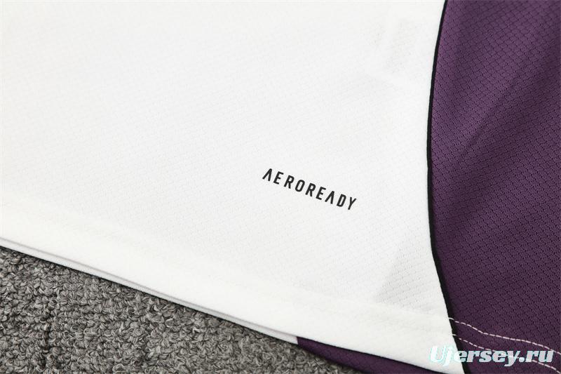 25/26 Manchester United White Purple Short Sleeve+Soccer Shorts