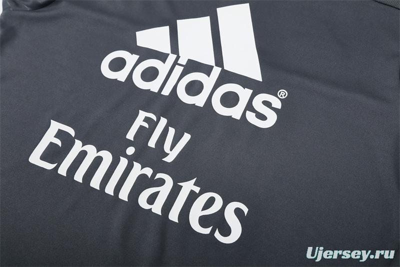 Retro 15/16 Real Madrid Dark Grey Half Zipper Jacket