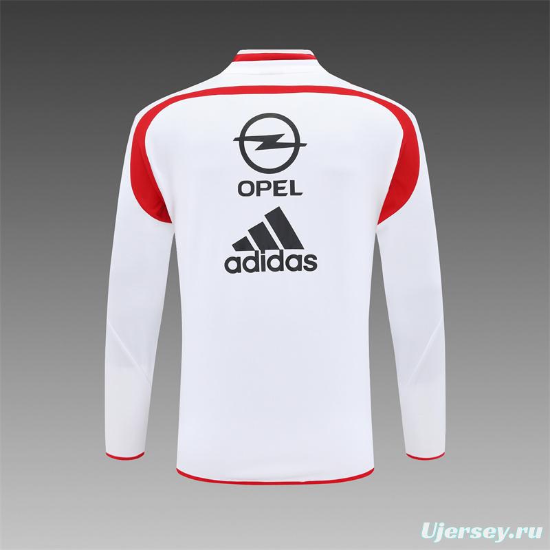 Retro 04/05 AC Milan White Half Zipper Jacket+Long Pants