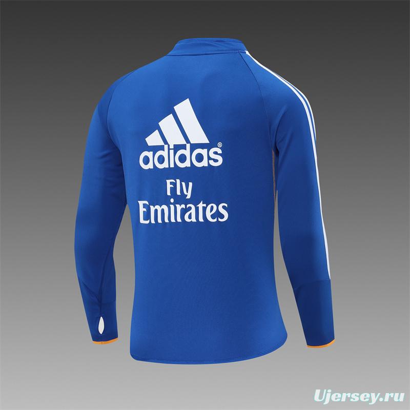 Retro 13/14 Real Madrid Color Blue Half Zipper Jacket