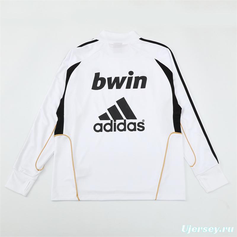Retro 11/12 Real Madrid White Half Zipper Jacket+Long Pants