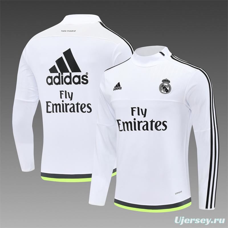 Retro 15/16 Real Madrid White Half Zipper Jacket+Long Pants