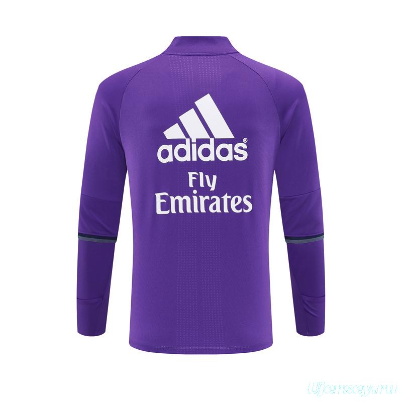 Retro 16/17 Real Madrid Purple Half Zipper Jacket+Long Pants