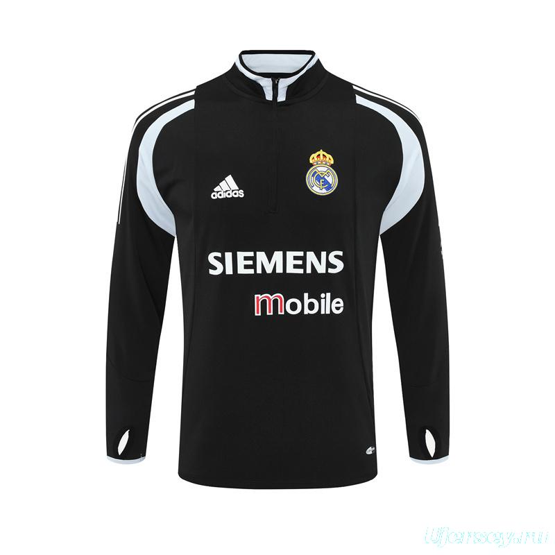Retro 04/05 Real Madrid Black Half Zipper Jacket