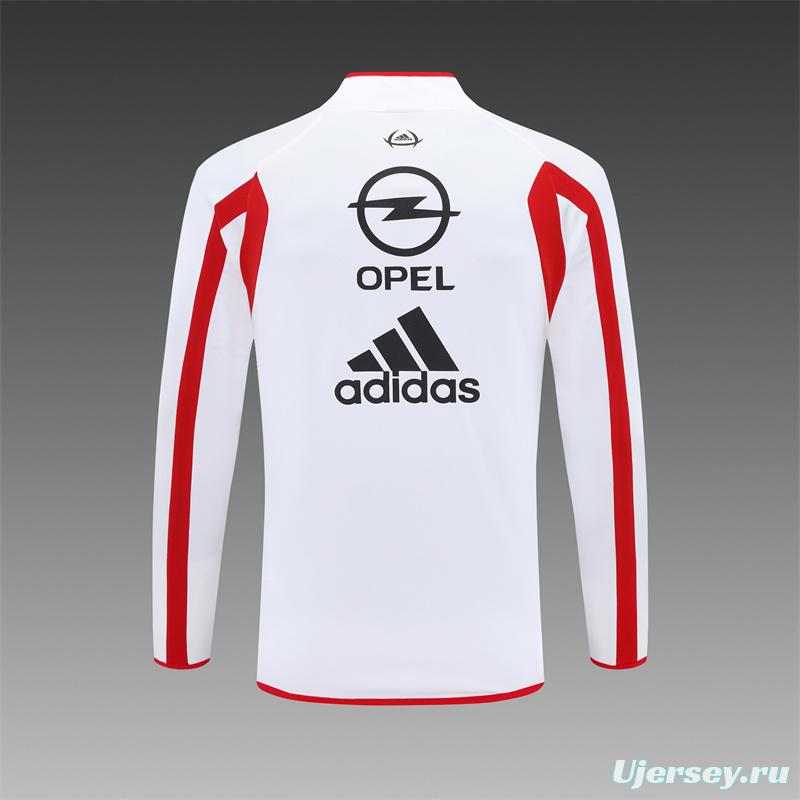 Retro 05/06 AC Milan White Half Zipper Jacket+Long Pants