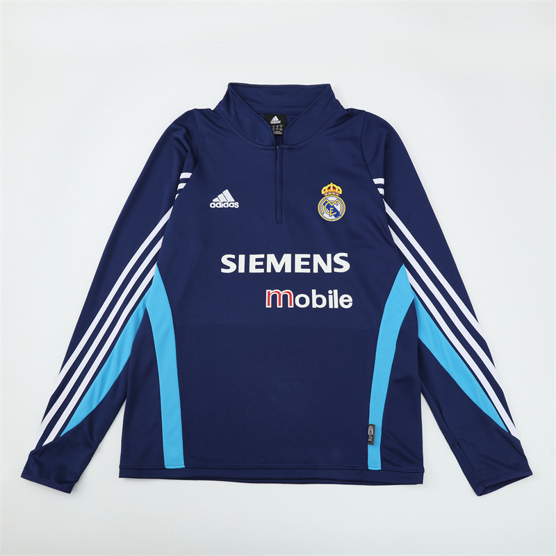 Retro 03/04 Real Madrid Royal Blue Half Zipper Jacket