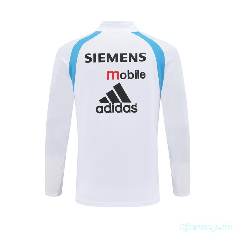 Retro 03/04 Real Madrid White Half Zipper Jacket