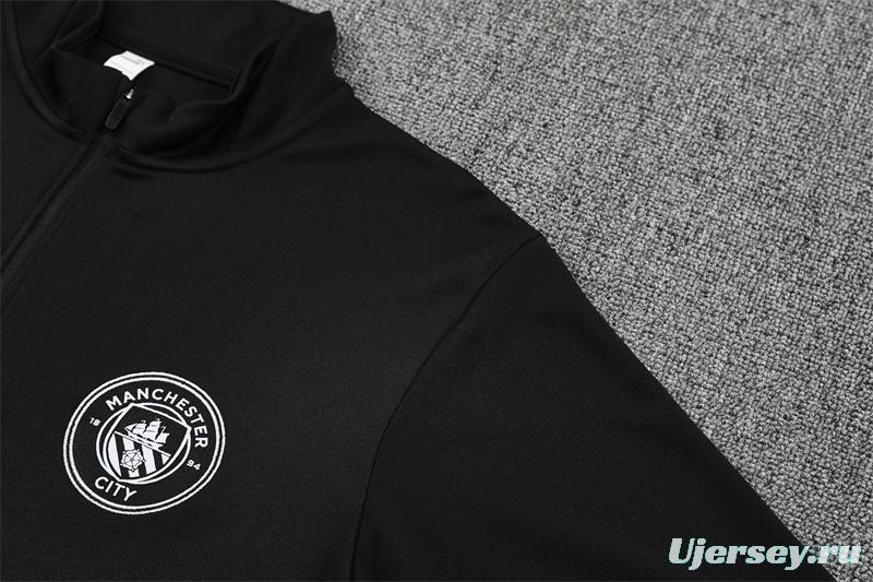 25/26 Manchester City Black Half Zipper Jacket+Long Pants