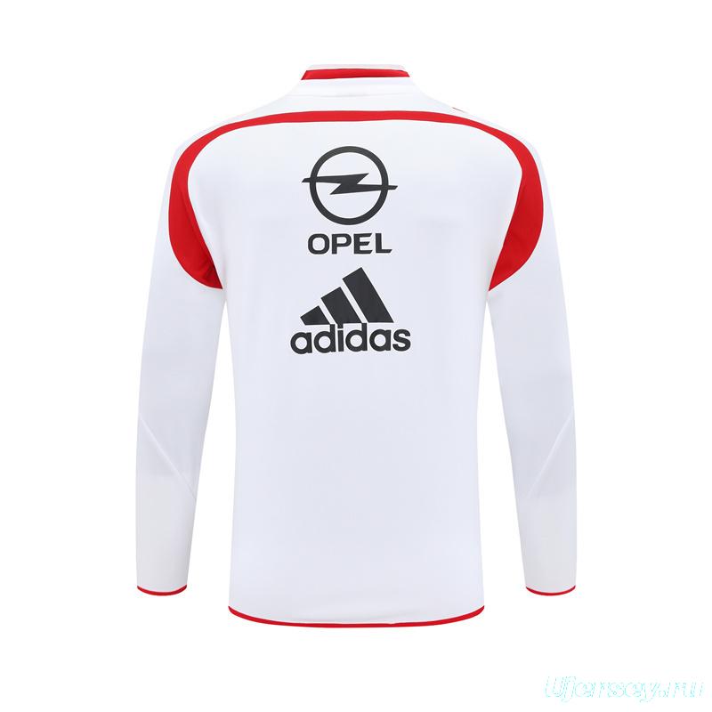 Retro 04/05 AC Milan White Half Zipper Jacket+Long Pants