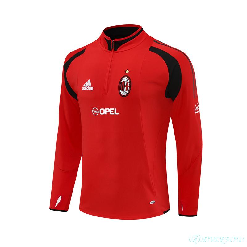 Retro 04/05 AC Milan Red Half Zipper Jacket