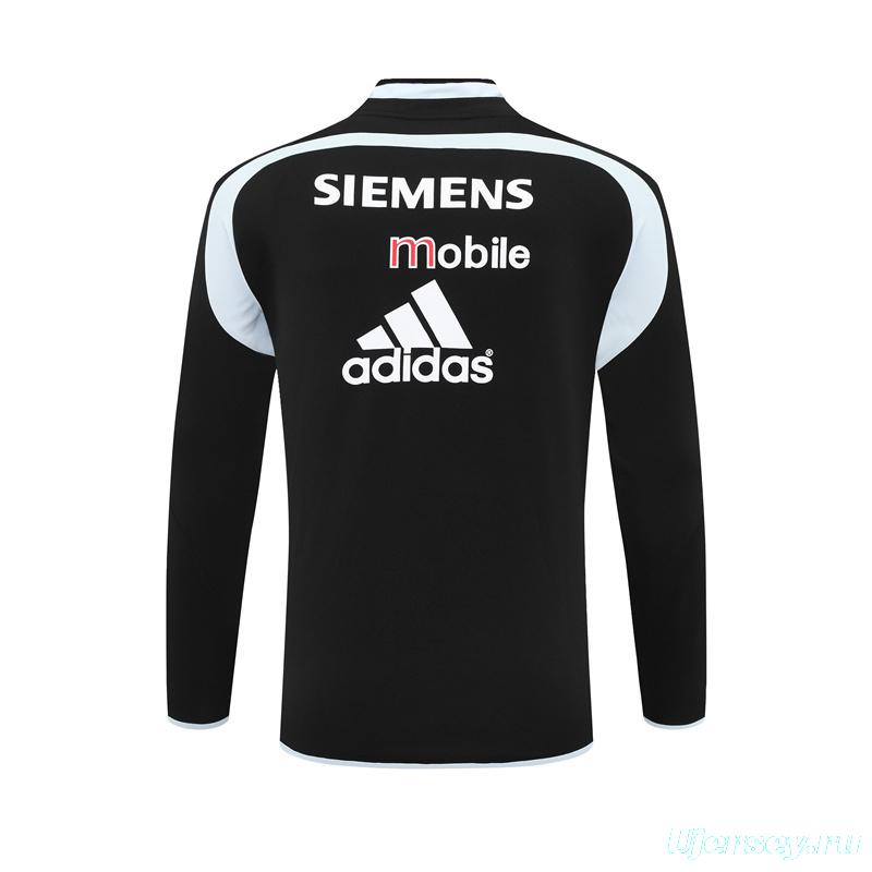 Retro 04/05 Real Madrid Black Half Zipper Jacket