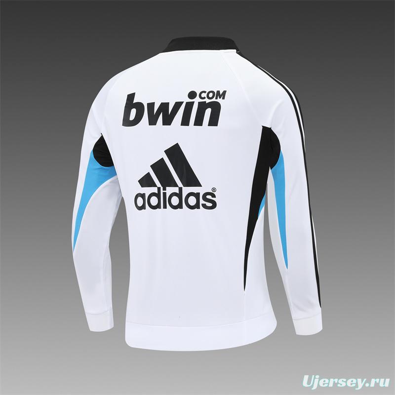 Retro 08/09 Real Madrid White Half Zipper Jacket