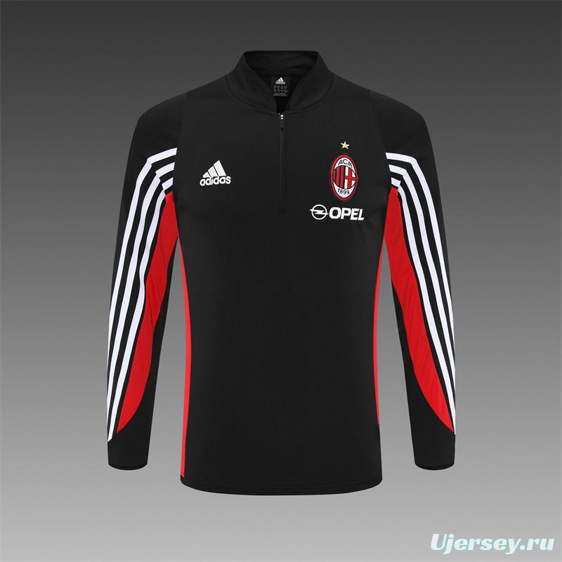 Retro 03/04 AC Milan Black Half Zipper Jacket