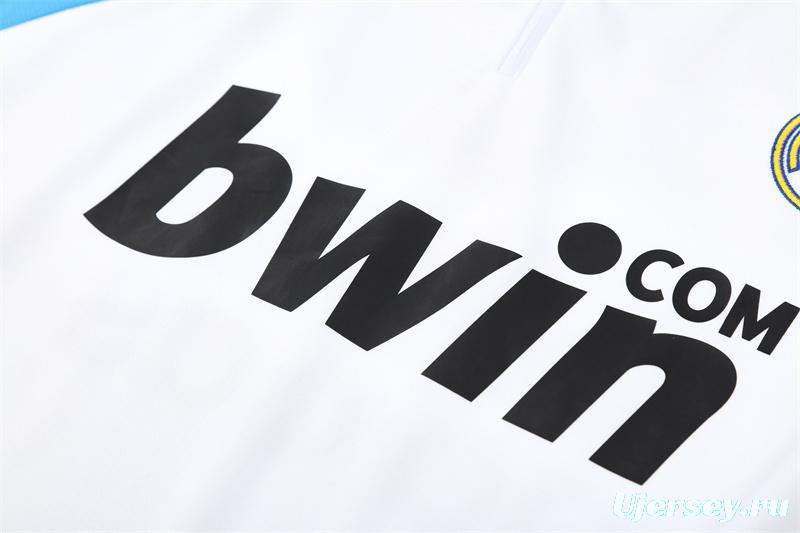 Retro 09/10 Real Madrid White Half Zipper Jacket