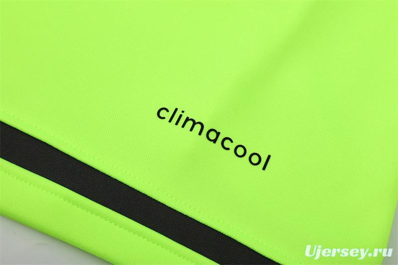 Retro 15/16 Real Madrid Fluorescent Green Half Zipper Jacket+Long Pants