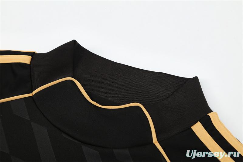 Retro 11/12 Real Madrid Black Half Zipper Jacket+Long Pants